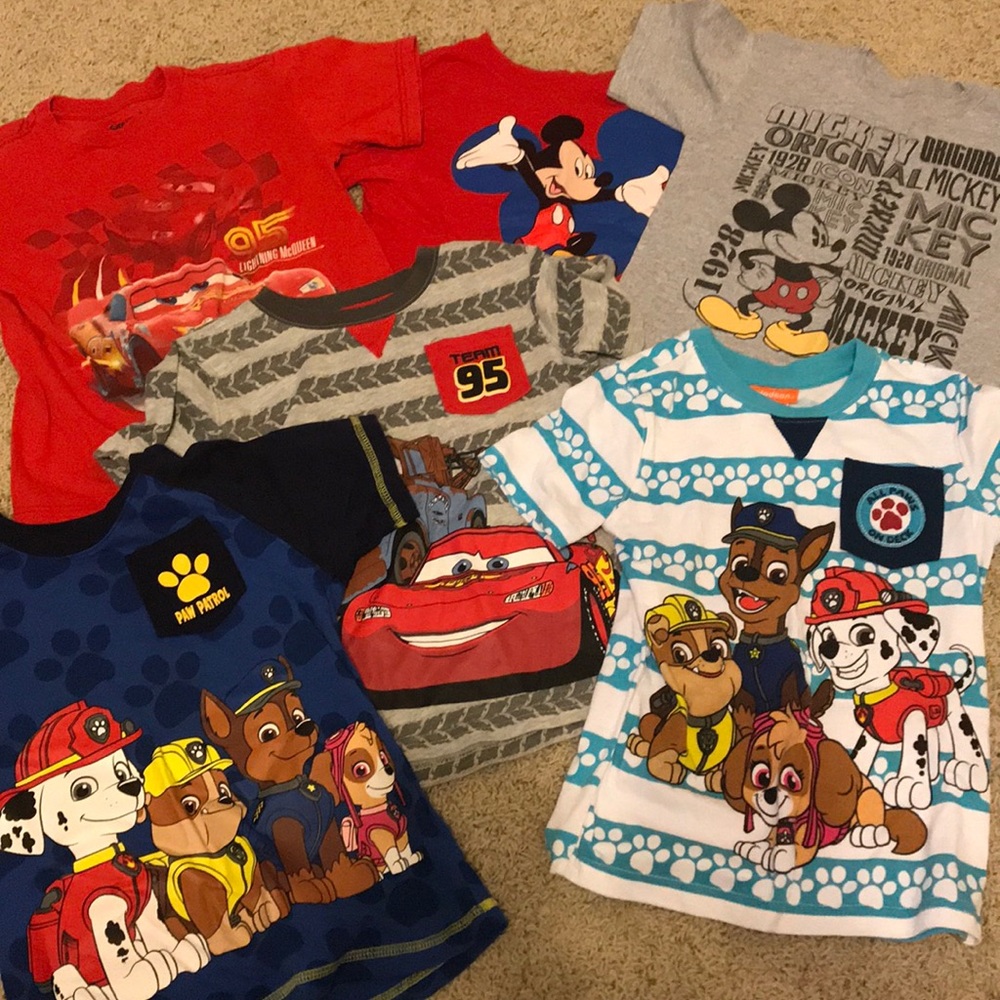Lots of 6 shirts- Disney and Nickelodeon